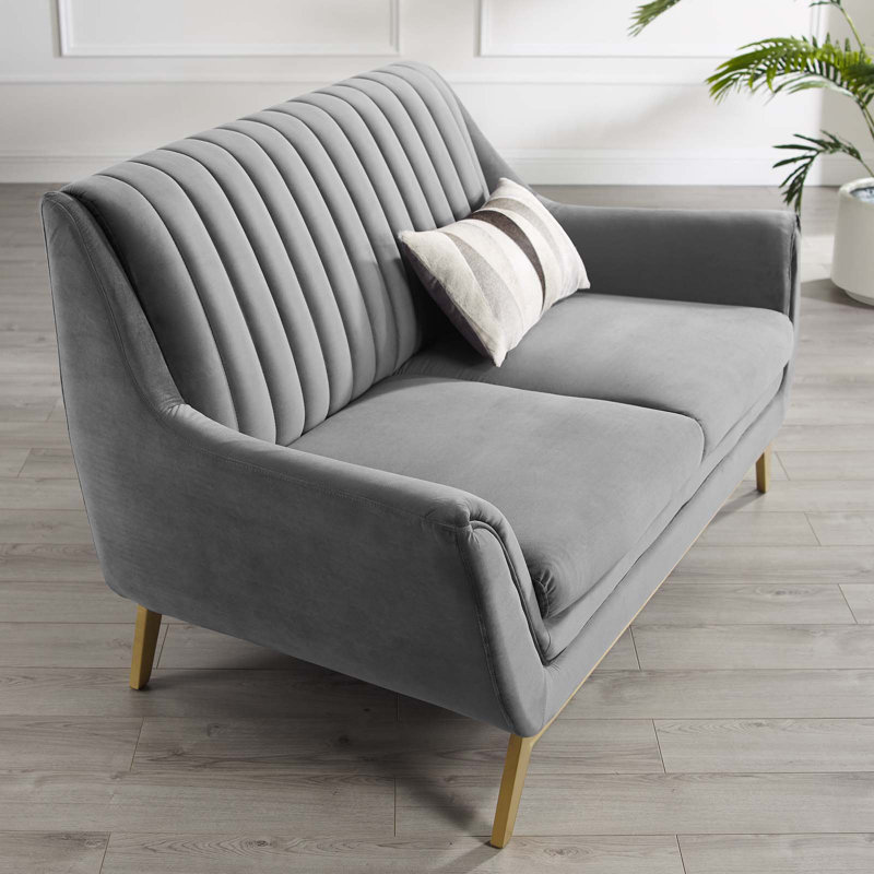 Causeuse Winsome, Velours gris