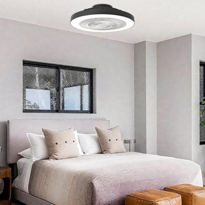 Ventilateur de plafond encastré 19 po avec lumière DEL et télécommande, ventilateur de plafond à profil bas à 6 vitesses à intensité variable, pour salon, chambre à coucher, chambre d'enfant, salle à manger, coin-détente, porche.