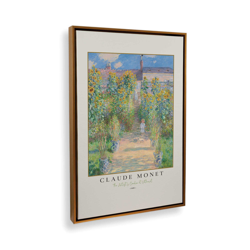 Le jardin de l'artiste par Monet, Cadre flottant or poli, H 18,75 po x l 12,75 po