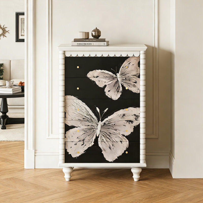 Commode d'entrée Mid-Century en bois massif, Blanc