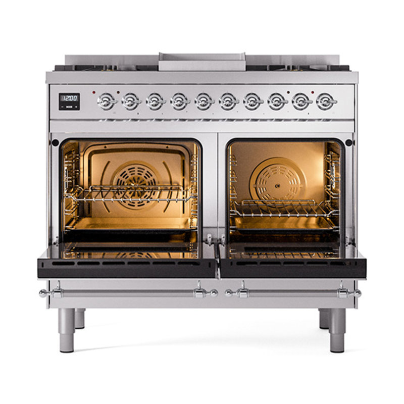 ILVE Nostalgie II Noblesse 40 po à double carburant, Stainless Steel/Chrome, Propane liquide