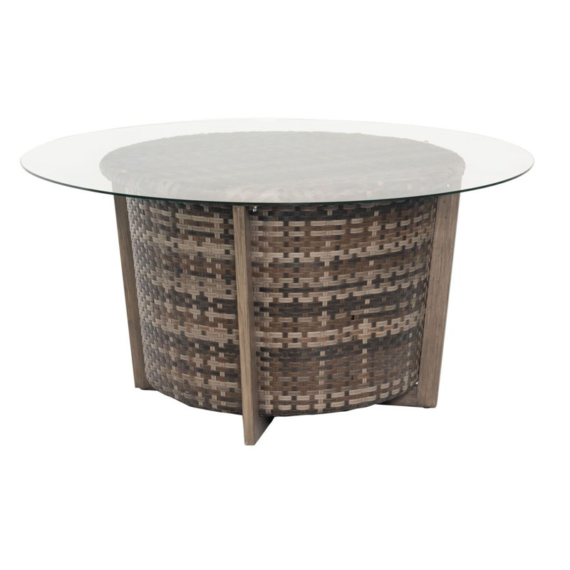 Table basse à hauteur de conversation avec plateau rond en verre de 48 po, Noir texturé