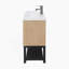 Meuble-lavabo 32 po avec lavabo en céramique et robinet d'eau chaude et froide, armoire de salle de bain autoportante avec 2 portes de rangement et tablette ouverte en fer pour la salle de bain-1378023133