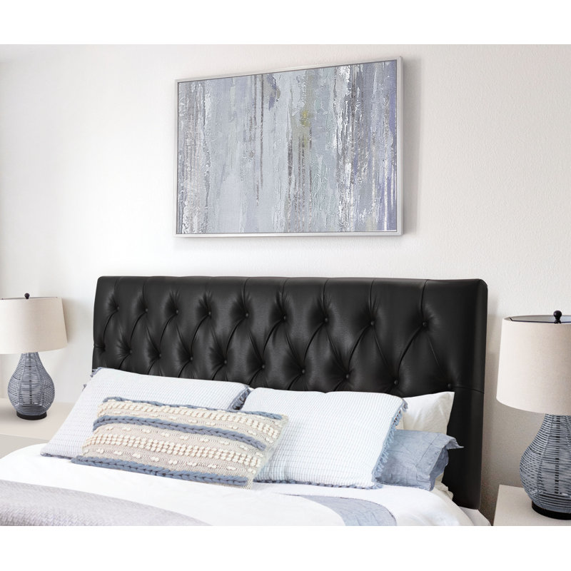 Sawtooth Upholstered Headboard, King, Black