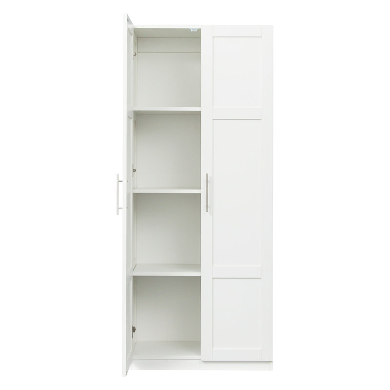 Garde-manger blanc polyvalent avec 2 portes et 3 tablettes réglables pour le rangement dans la cuisine, la salle à manger et le salon