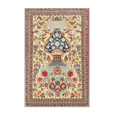 Tapis traditionnel jaune / brun