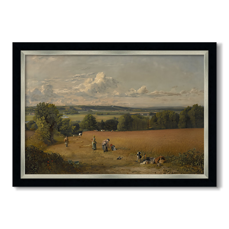 The Wheat Field, 1816-John Constable-Custom Framed Canvas, 31X45, No, Tuxedo Silver Edge (or Two-Tone Matte Silver
