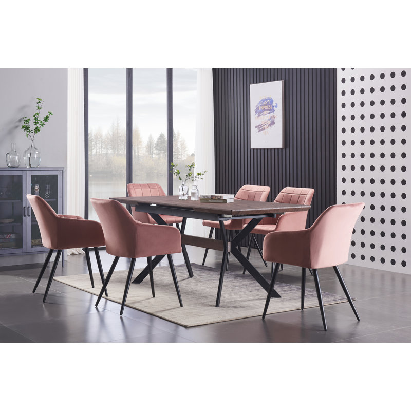 Yerres Modern Velvet Dining Chairs - Ergonomic Curved Back with Metal Legs - Armchair for Dining Room Kitchen Living Room, 6