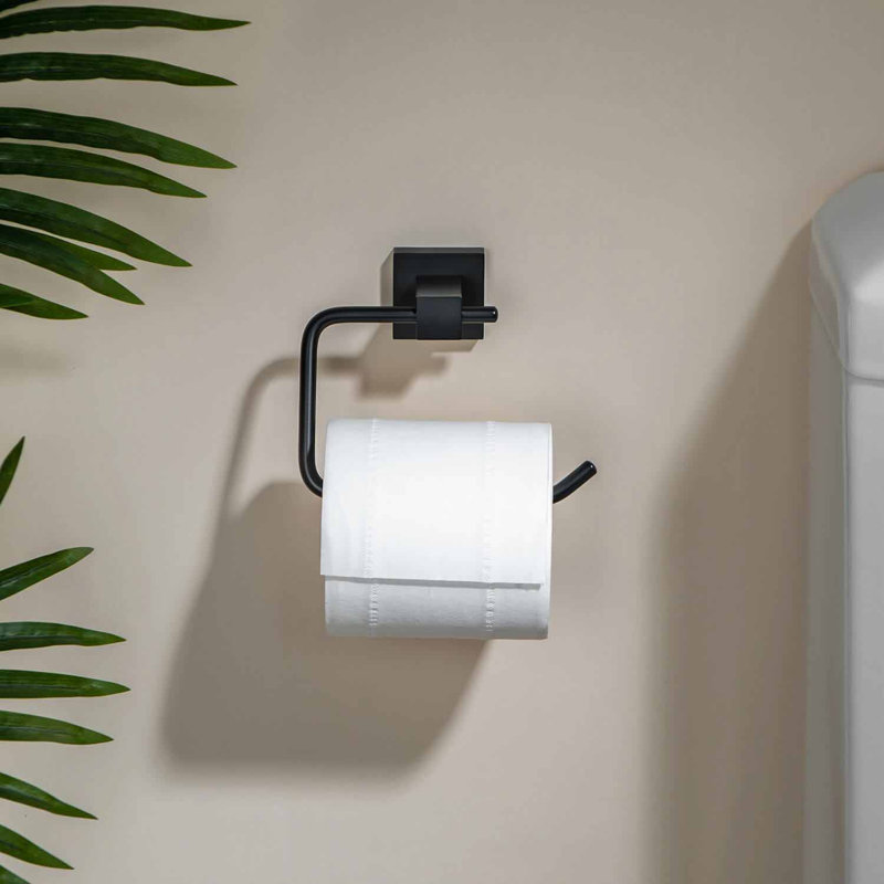 Cube Wall Mounted Toilet Paper Holder, Matte Black