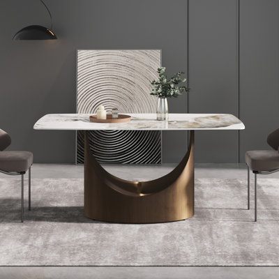 Aliyas 63" & 70.87" Stone Pedestal Dining Table