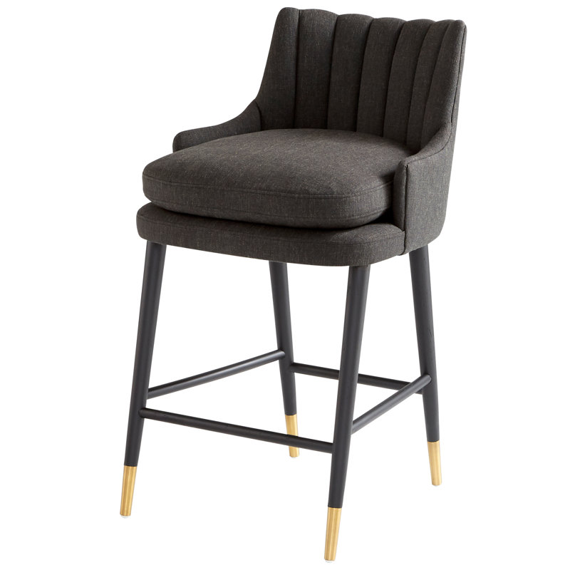 Tesoro Upholstered Counter Stool with Solid Wood Frame, Polyester-Black