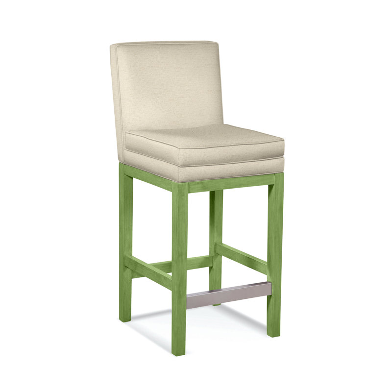 Upholstered Stool, Ivory Crypton Performance; 0886-91, Nickel Finish