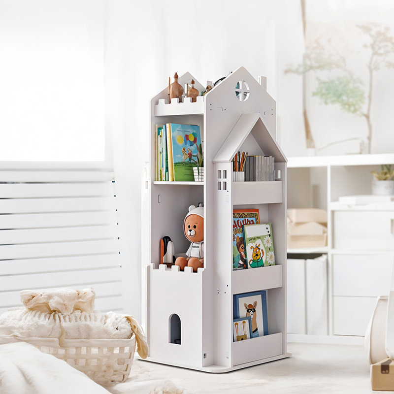 106cm H X 45cm W PVC Wood Plastic Board + Co-extruded Board + ABS Floating Shelf Kids Bookcase, White