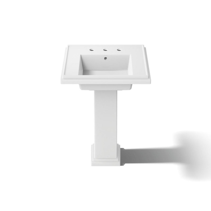 Tresham Fireclay Pedestal Bathroom Sink, White, 8" Centers, 34.625" H x 19.5" W x 24" L