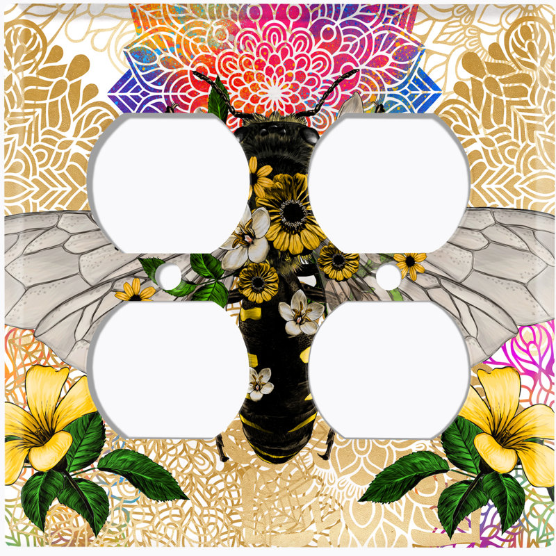 Plaque murale interrupteur à bascule abeilles mandala