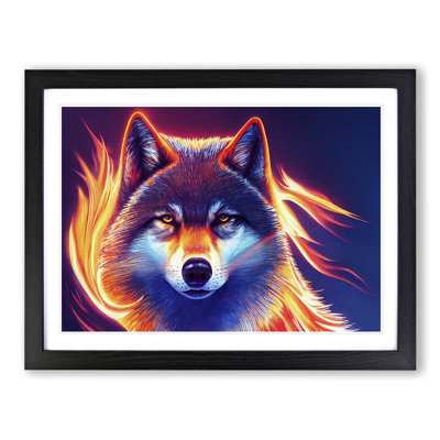 XH1022-10261X Wolf Flames - Single Picture Frame Print