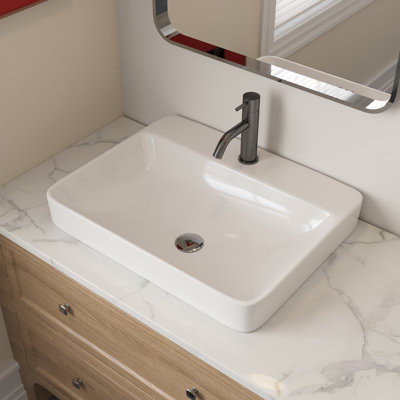 Lavabo de salle de bain rectangulaire en porcelaine vitrifiée avec trop-plein 23,82 po x l 18,9 po x H 6,69 po DeerValley