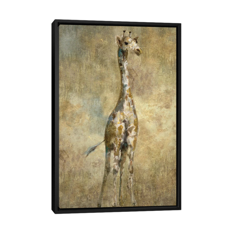 «Summer Safari Giraffe», impression sur toile, H 26 po x l 18 po x P 1,5 po, Toile avec cadre noir, Pas de tapis