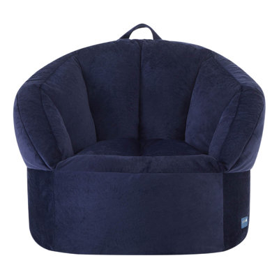  x Pod Curved Back Kids Bean Bag Chair, Soft Plush Lounge Seat for Bedroom or Playroom, Navy Blue