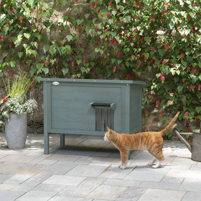 Outdoor Feral Cat House Insulated with Openable Roof - Charcoal Grey