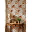 Papier peint floral, décoration murale beige rétro