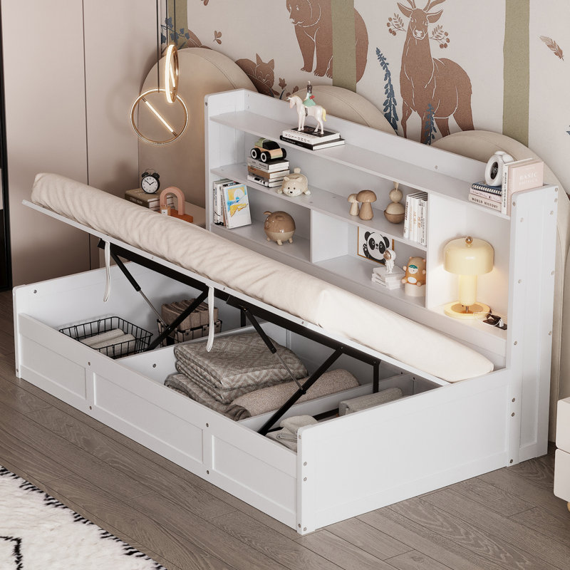Lit de jour avec bibliothèques de rangement, Blanc