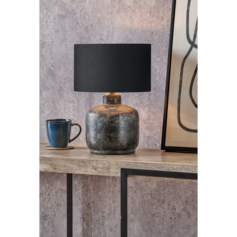 Ceramic Table Lamp, Black, 15.75" H x 11.81" W x 11.81" D, Poly-Blend