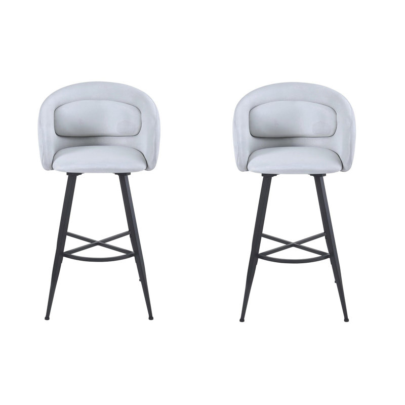Swivel Upholstered Counter Stool with Metal Frame, Cream