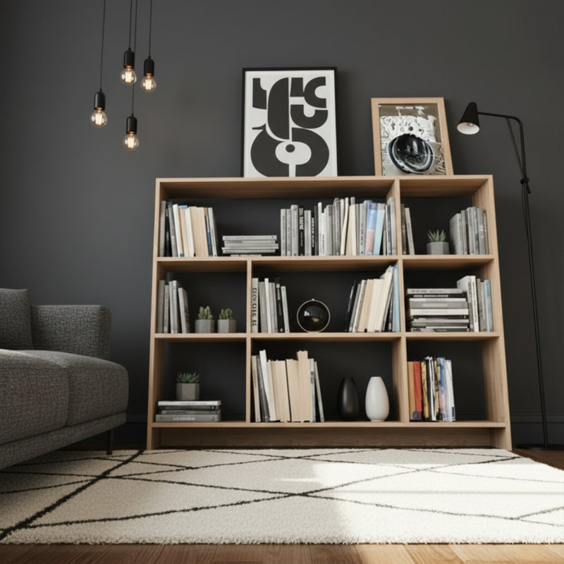 Hallagan Geometric Bookcase, Oak
