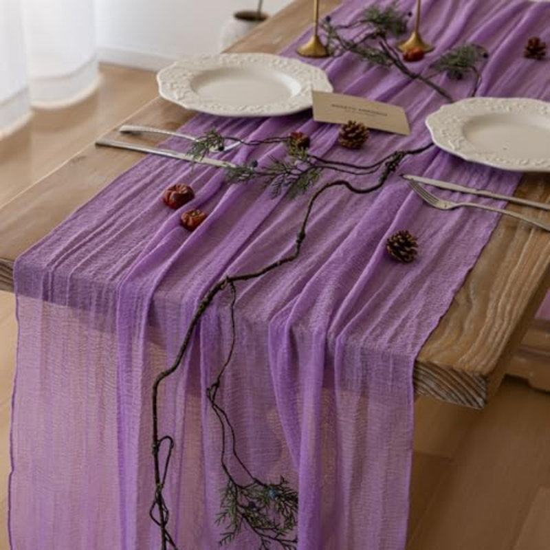 6Pcs Lilac Cheesecloth Table Runner 120 Inches for Party Home Décor