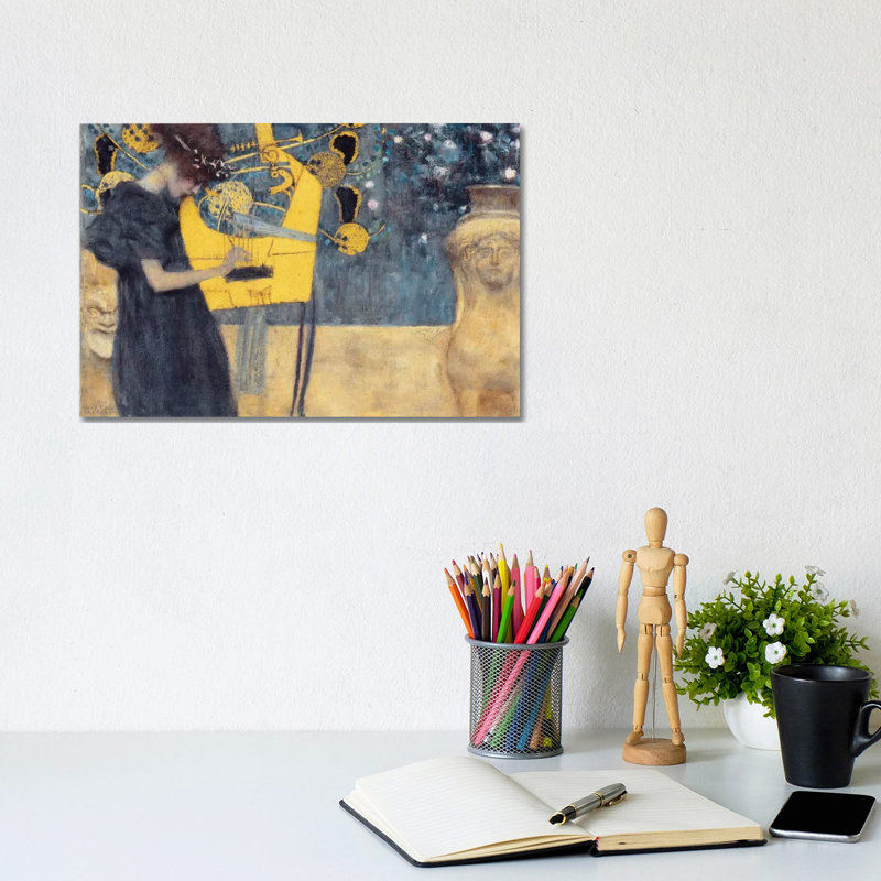 « Musik I 1895 » par Gustav Klimt, reproduction d'art sur toile, H 8 po x l 12 po x P 0,75 po