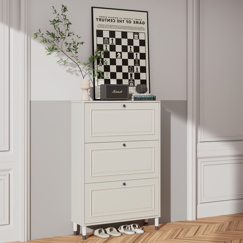 Narrow Shoe Rack with 3 Flip Drawers - Entryway Storage Perfection