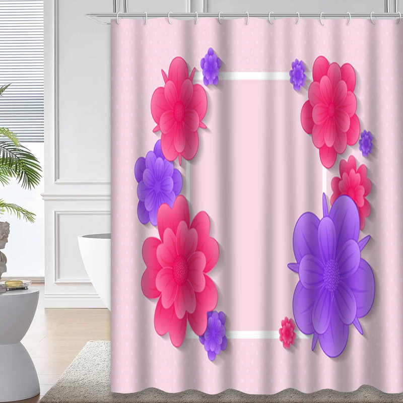 Magnifique rideau de douche floral avec 12 crochets, L 72 po x l 84 po