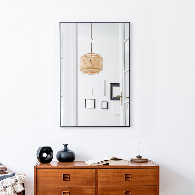 Avienne Metal Flat Wall Mirror, Black