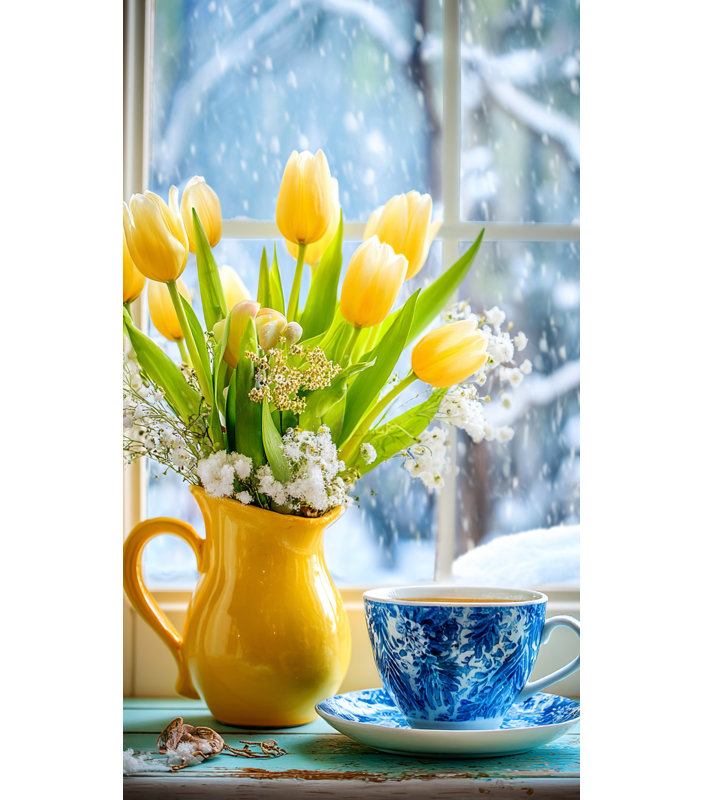 Tulipes et thé Morning Glow II, H 35 po x l 20 po