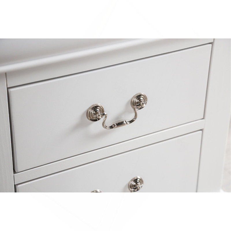 Tiroir de style transitionnel 1pc Support de pieds avec étui à poussière et tiroirs suspendus, Blanc