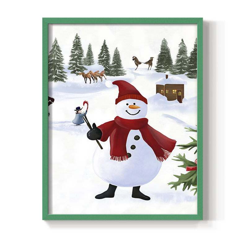 «Christmas Holiday», reproduction encadrée CC XXVII - bois massif, H 15 po x l 12 po, Vert