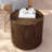 Round Outdoor Indoor Side Table, Modern Wood Grain Patio Garden Stool, Sturdy MGO Waterproof, No-Assembly For Versatile Use (Brown)-1787551806