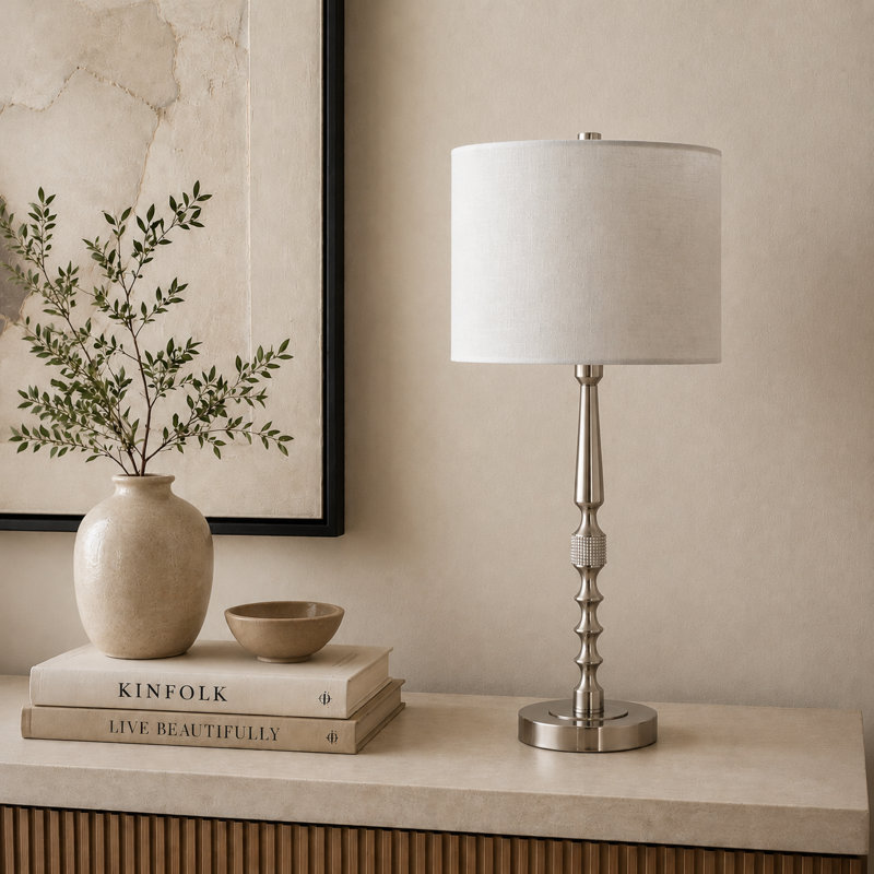 62.5cm Metal Table Lamp, chrome