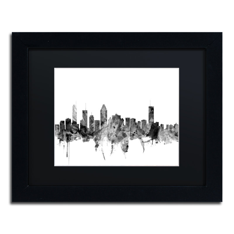 « montréal canada horizon b&w », impression encadrée, H 11 po x l 14 po x P 0,5 po, Noir