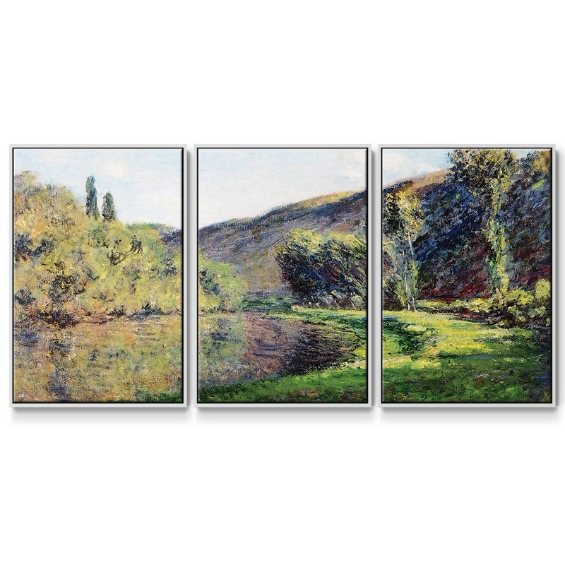 Le bras de la seine à Jeufosse, après-midi, 1884 3 pièces, H 24 po x l 48 po x P 2 po, Blanc