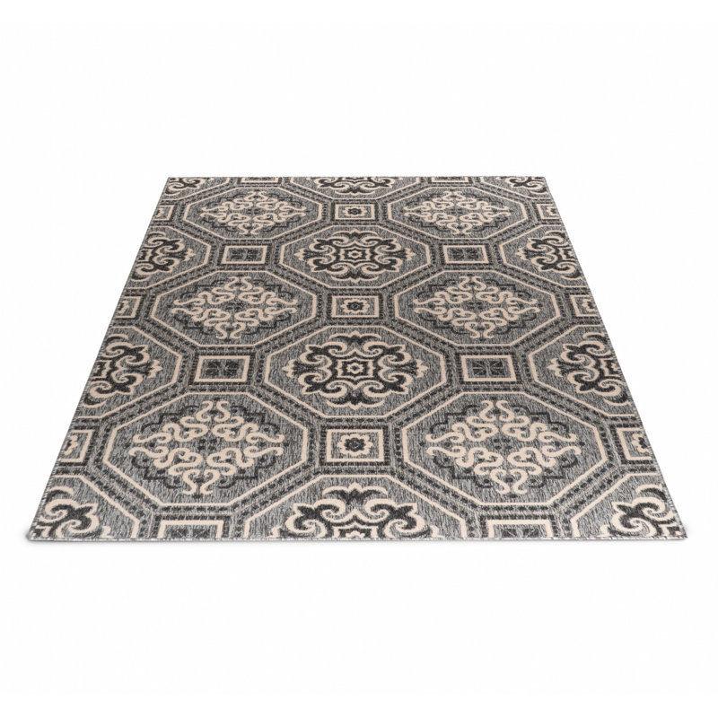 Tapis intérieur / extérieur gris Lily-Faith, Rectangle 5 pi 3 po x 7 pi 7 po