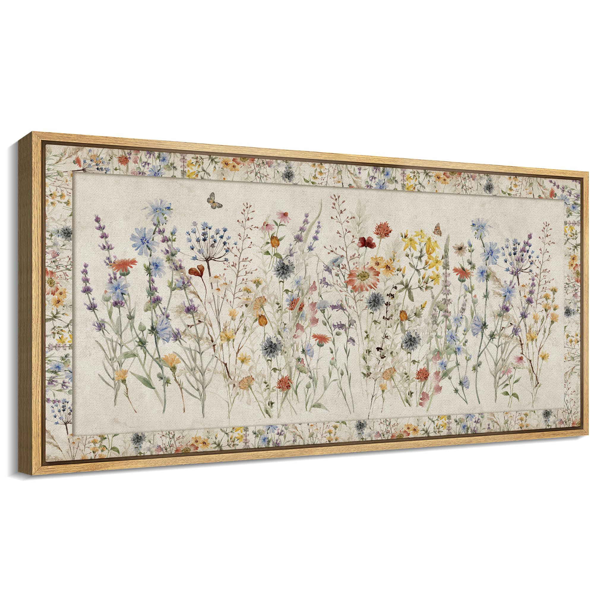 IDEA4WALL Vibrant Wildflower Botanical Elegance Dark Floral Framed ...