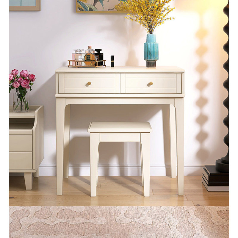 Coiffeuse légère en bois massif blanc pour chambre à coucher