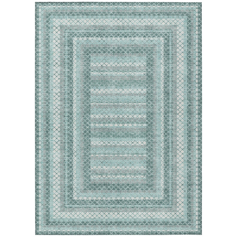 Tapis bleu sarcelle et ivoire lavable à l'extérieur 5 pi x 8 pi bleu sarcelle et ivoire