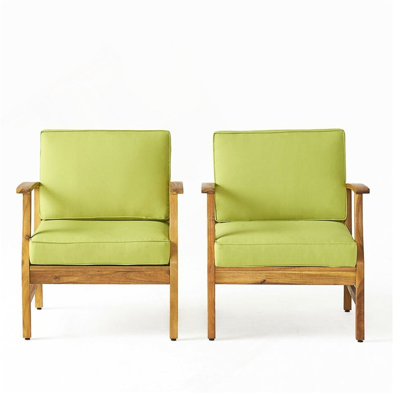Ensemble de 2 fauteuils club en bois d'acacia durable avec design à lattes pour un décor de patio moderne et un confort extérieur