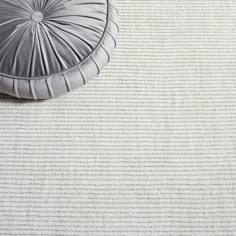 Audree Hand Loomed Wool/Cotton Striped Rug in Light Gray, Square 6'