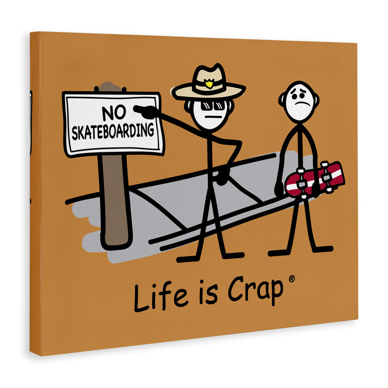 «No Skateboarding Sign», art mural sur toile par LIC, H 30 po x l 40 po