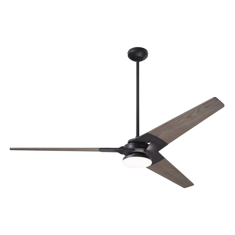 Torsion LED Downrod Ceiling Fan, Graywash, Fan & Light - 2 Wire, Dark Bronze