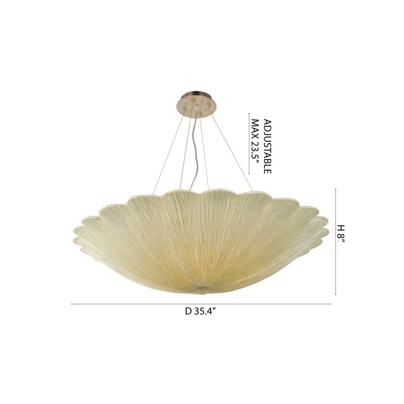 6-Light Yellow Fabric Shade Chandelier